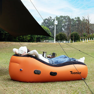 Outdoor Portable Automatic Inflatable Sofa with Pump Leisure Camping Air Mattress Bed Home Lazy Lounger for Relaxing Sleeping