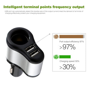 Dual USB Quick Charge Car Charger Splitter Cigarette Lighter  Socket Charger  Smart Car Charger  In Car Adapter Accessories