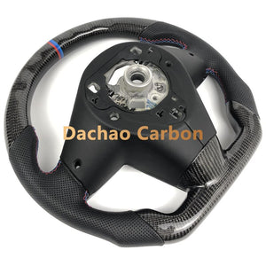 Glossy Black Real Carbon Fiber Steering Wheel for BMW X1 F48 Perforated Leather Customized Sport Racing Wheel