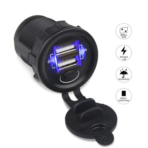 Dual Port Car Charger Socket LED Light Cigarette Lighter USB Fast Charging Power Outlet For Xiaomi Huawei iPhone Samsung Galaxy